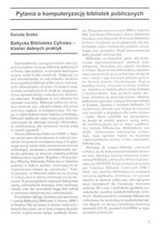 Bałtycka Biblioteka Cyfrowa - klaster dobrych praktyk