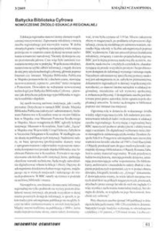 Bałtycka Biblioteka Cyfrowa - nowoczesne źr&oacute;dło edukacji regionalnej