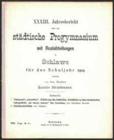 XXXIII. Jahresbericht über das städtische Progymnasium mit Realabteilungen zu Schlawe für das Schuljahr 1904