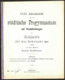 XXXI. Jahresbericht &uuml;ber das st&auml;dtische Progymnasium mit Realabteilungen zu Schlawe f&uuml;r das Schuljahr 1902