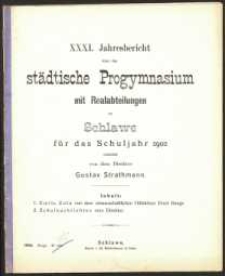 XXXI. Jahresbericht über das städtische Progymnasium mit Realabteilungen zu Schlawe für das Schuljahr 1902
