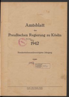 Amtsblatt der Preuβischen Regierung zu Köslin 1942