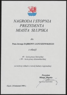 Nagroda I Stopnia Prezydenta Miasta Słupska