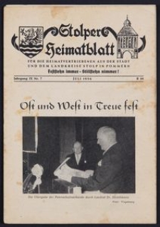 Stolper Heimatblatt für die Heimatvertriebenen aus der Stadt und dem Landkreise Stolp in Pommern Nr. 7/1956