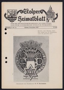 Stolper Heimatblatt für die Heimatvertriebenen aus der Stadt und dem Landkreise Stolp in Pommern Nr. 12/1957