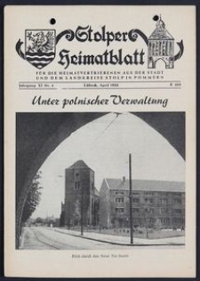 Stolper Heimatblatt für die Heimatvertriebenen aus der Stadt und dem Landkreise Stolp in Pommern Nr. 4/1958