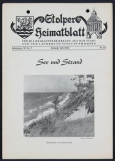 Stolper Heimatblatt für die Heimatvertriebenen aus der Stadt und dem Landkreise Stolp in Pommern Nr. 7/1958