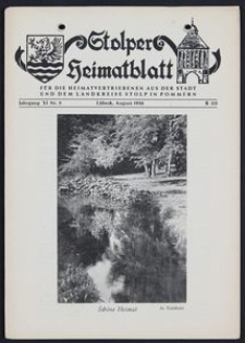Stolper Heimatblatt für die Heimatvertriebenen aus der Stadt und dem Landkreise Stolp in Pommern Nr. 8/1958