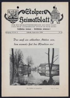 Stolper Heimatblatt für die Heimatvertriebenen aus der Stadt und dem Landkreise Stolp in Pommern Nr. 9/1958