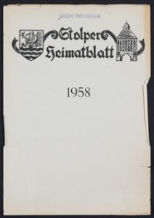 Stolper Heimatblatt für die Heimatvertriebenen aus der Stadt und dem Landkreise Stolp in Pommern, Stichwortverzeichnis 1958