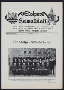 Stolper Heimatblatt für die Heimatvertriebenen aus der Stadt und dem Landkreise Stolp in Pommern Nr. 2/1955