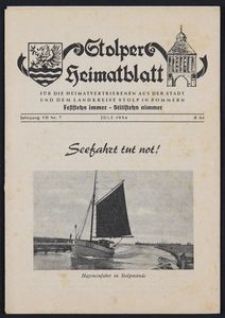 Stolper Heimatblatt für die Heimatvertriebenen aus der Stadt und dem Landkreise Stolp in Pommern Nr. 7/1954