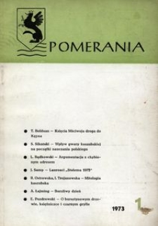 Pomerania : biuletyn Zarządu Gł&oacute;wnego Zrzeszenia Kaszubsko-Pomorskiego, 1973, nr 1