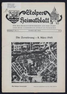 Stolper Heimatblatt für die Heimatvertriebenen aus der Stadt und dem Landkreise Stolp in Pommern Nr. 2/1952