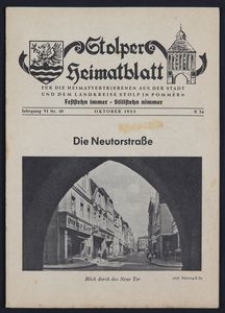 Stolper Heimatblatt für die Heimatvertriebenen aus der Stadt und dem Landkreise Stolp in Pommern Nr. 10/1953
