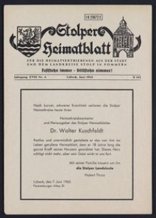 Stolper Heimatblatt für die Heimatvertriebenen aus der Stadt und dem Landkreise Stolp in Pommern Nr. 6/1965