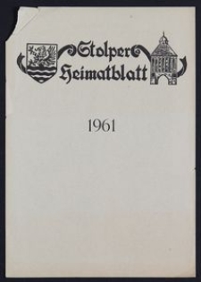 Stolper Heimatblatt für die Heimatvertriebenen aus der Stadt und dem Landkreise Stolp in Pommern, Stichwortverzeichnis 1961