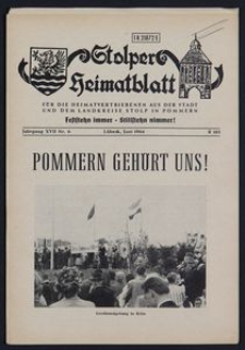 Stolper Heimatblatt für die Heimatvertriebenen aus der Stadt und dem Landkreise Stolp in Pommern Nr. 6/1964