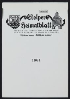 Stolper Heimatblatt für die Heimatvertriebenen aus der Stadt und dem Landkreise Stolp in Pommern, Stichwortverzeichnis 1964