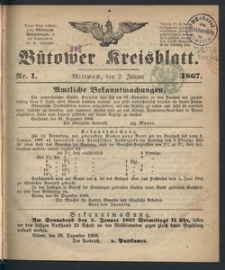 B&uuml;tower Kreisblatt 1867