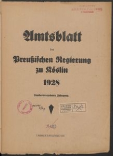 Amtsblatt der K&ouml;niglichen Regierung zu K&ouml;slin 1928