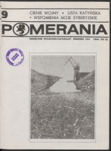 Pomerania : miesięcznik kulturalny, 1989, nr 9