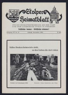 Stolper Heimatblatt für die Heimatvertriebenen aus der Stadt und dem Landkreise Stolp in Pommern Nr. 11/1962