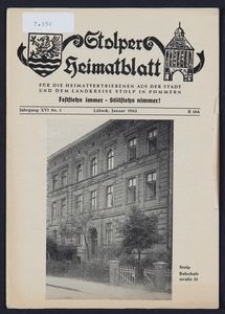 Stolper Heimatblatt für die Heimatvertriebenen aus der Stadt und dem Landkreise Stolp in Pommern Nr. 1/1963