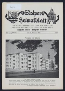 Stolper Heimatblatt für die Heimatvertriebenen aus der Stadt und dem Landkreise Stolp in Pommern Nr. 2/1963