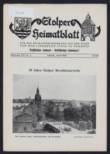 Stolper Heimatblatt für die Heimatvertriebenen aus der Stadt und dem Landkreise Stolp in Pommern Nr. 4/1963