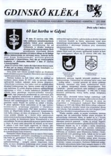 Gdinsk&ocirc; Kl&euml;ka : pismo Gdyńskiego Oddziału Zrzeszenia Kaszubsko-Pomorskiego. Nr 1 (37) 2006
