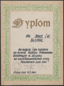Dyplom [Dla stacji I kl. Słupsk]