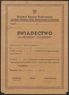 Świadectwo Złożonego Egzaminu