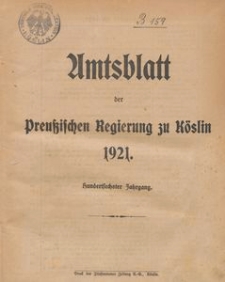 Amtsblatt der Preuβischen Regierung zu Köslin 1921