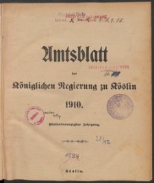 Amtsblatt der Königlichen Regierung zu Köslin 1910