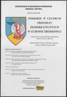 [Plakat] : Pomorze W Centrum Przemian Demokratycznych W Europie Środkowej
