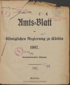 Amtsblatt der K&ouml;niglichen Regierung zu K&ouml;slin 1907