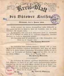 Kreisblatt des Bütower Kreises 1851