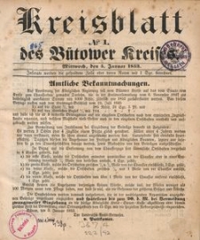 Kreisblatt des Bütower Kreises 1853