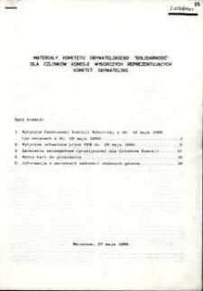Materiały Komitetu Obywatelskiego "Solidarność" dla Członk&oacute;w Komisji Wyborczych reprezentujących Komitet Obywatelski