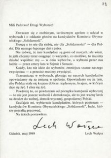 Mili Państwo! Drogi Wyborco! [ulotka]