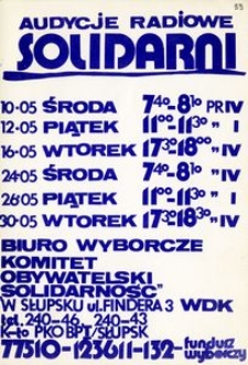 Audycje radiowe Solidarni [ulotka]