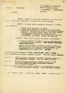 Jak głosować na kandydat&oacute;w Komitetu Obywatelskiego "Solidarność" w wojew&oacute;dztwie słupskim [ulotka]