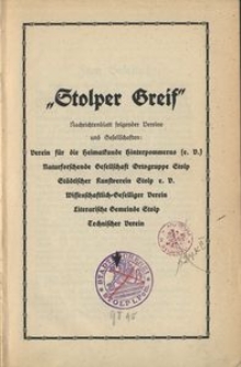 Stolper Greif: Heimatblatt für kulturelle Angelegenheiten von Stadt und Kreis Stolp
