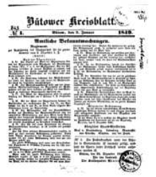 Kreisblatt des B&uuml;tower Kreises 1849 nr 1