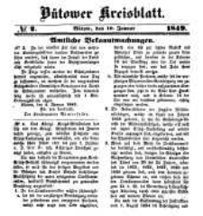 Kreisblatt des B&uuml;tower Kreises 1849 nr 2