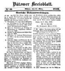 Kreisblatt des B&uuml;tower Kreises 1849 nr 11