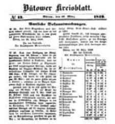 Kreisblatt des B&uuml;tower Kreises 1849 nr 13