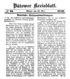 Kreisblatt des Bütower Kreises 1849 nr 22