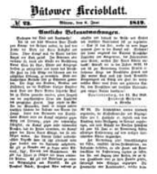 Kreisblatt des Bütower Kreises 1849 nr 23